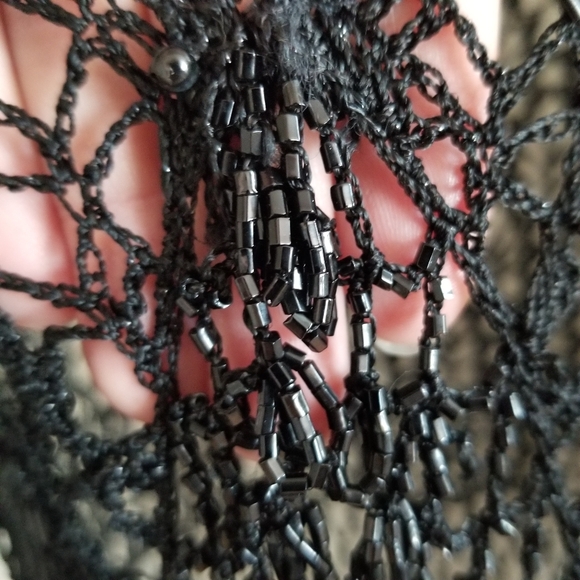 Ladies large crocheted sweater with beading trim EUC - Picture 4 of 4